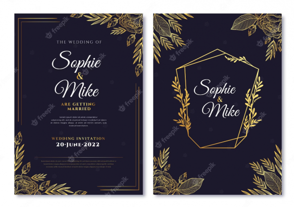 Undangan Penikahan Sederhana Desain Emas